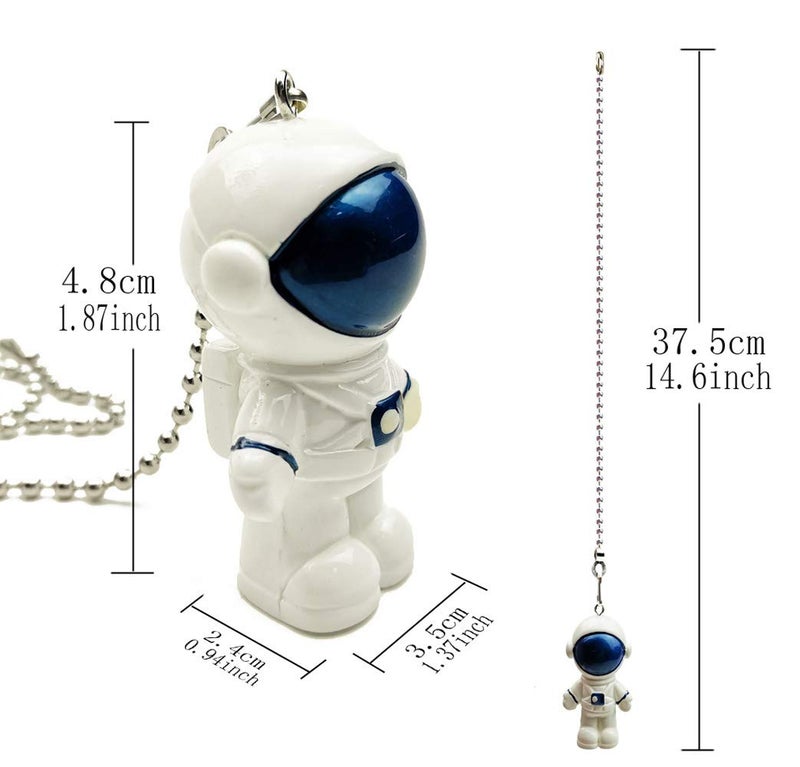 Hyamass Ceiling Fan Pull Chain Extender - 12" Decorative Ball Chain Connector with Blue Spaceman Pendant for Fan Danglers - Image 1